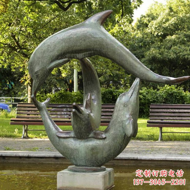 威海公园海豚水景景观铜雕喷泉