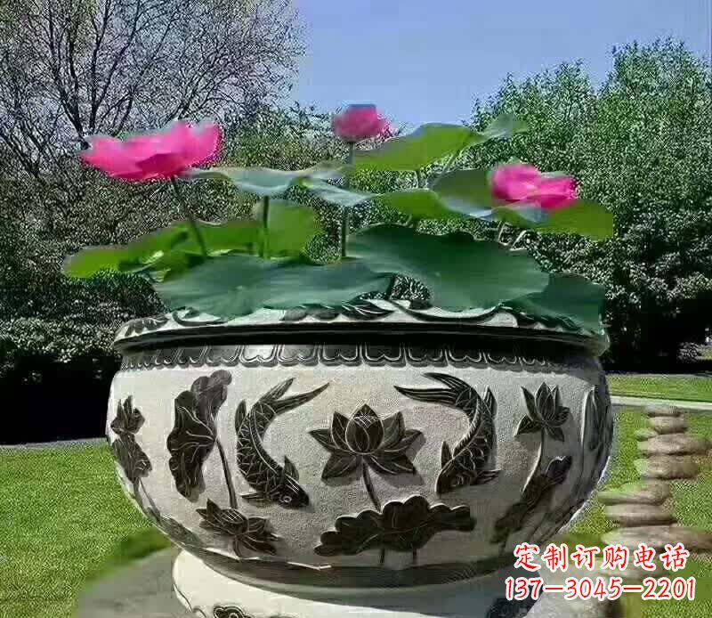 威海唯美鲤鱼水缸雕塑
