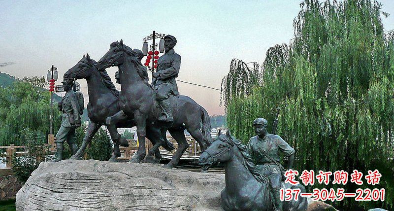 威海公园红军骑马景观铜雕