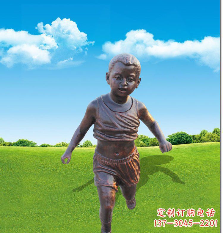 威海优雅玻璃钢仿铜儿童雕塑