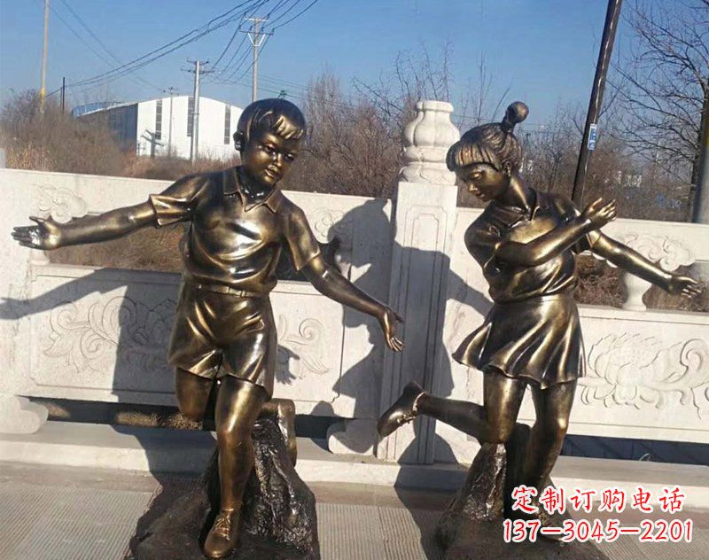 威海新颖花篮儿童铜雕
