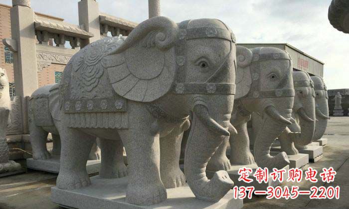 威海公园景观大理石大象石雕