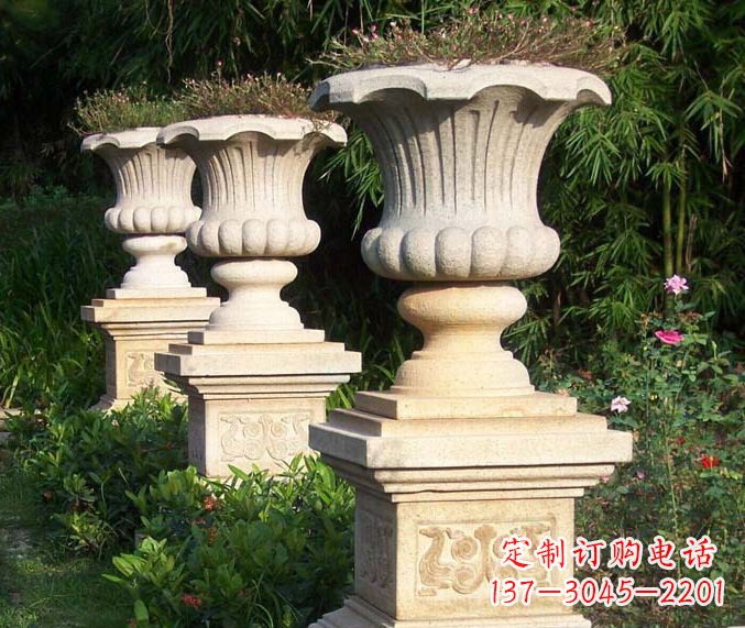威海高质量大理石花盆石雕