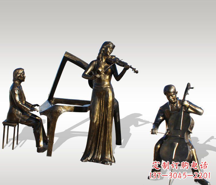 威海公园景观钢琴拉小提琴人物铜雕