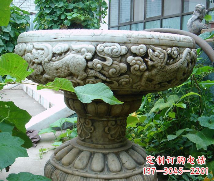 威海仿古花盆石雕艺术品