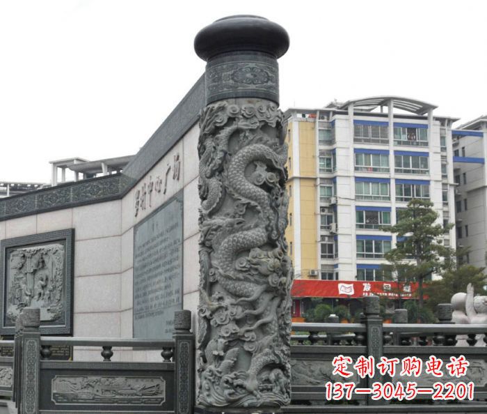 威海传承中国古典文化的雕刻龙柱雕塑