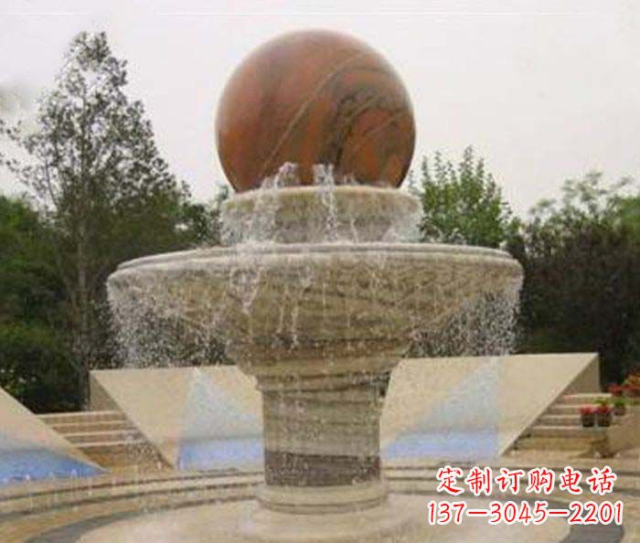 威海公园景观风水球喷泉石雕 (2)