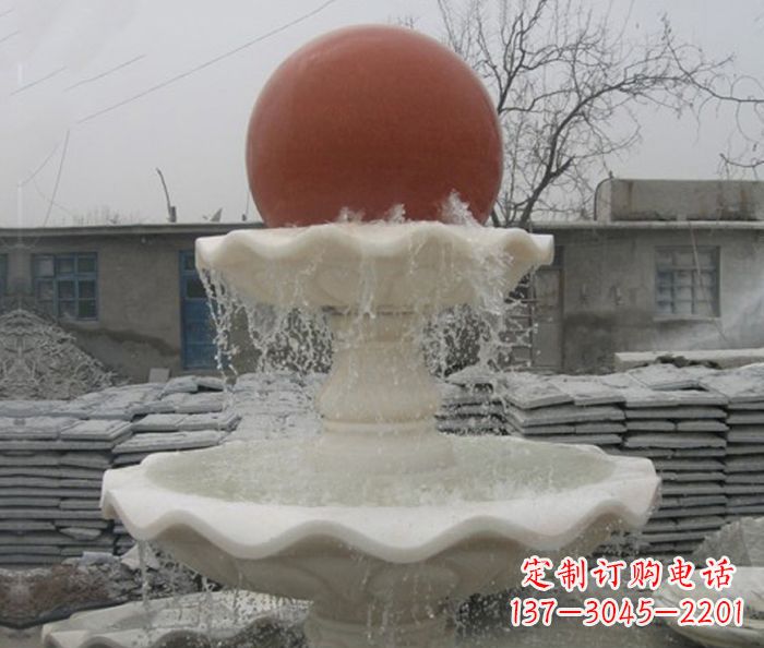 威海公园景观汉白玉风水球喷泉石雕