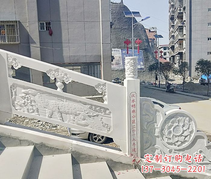 威海汉白玉石雕栏板,唯美园林装饰