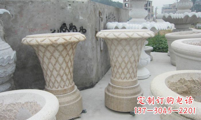 威海公园景观花篮式花盆石雕