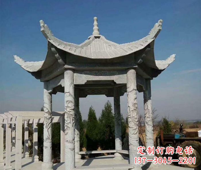 威海公园景观六角凉亭石雕