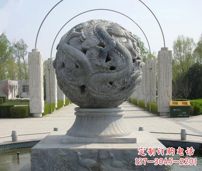 威海公园景观镂空龙浮雕喷泉石雕