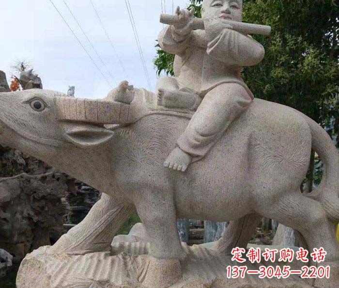 威海典雅优美的牧童石雕