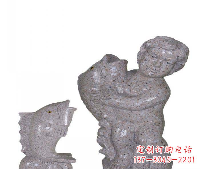 威海飘洒雕塑——公园景观石雕鱼喷泉