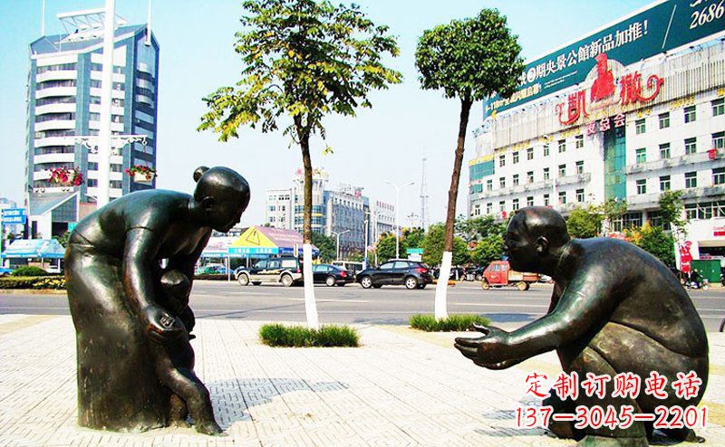 威海铜质小孩学走路雕塑