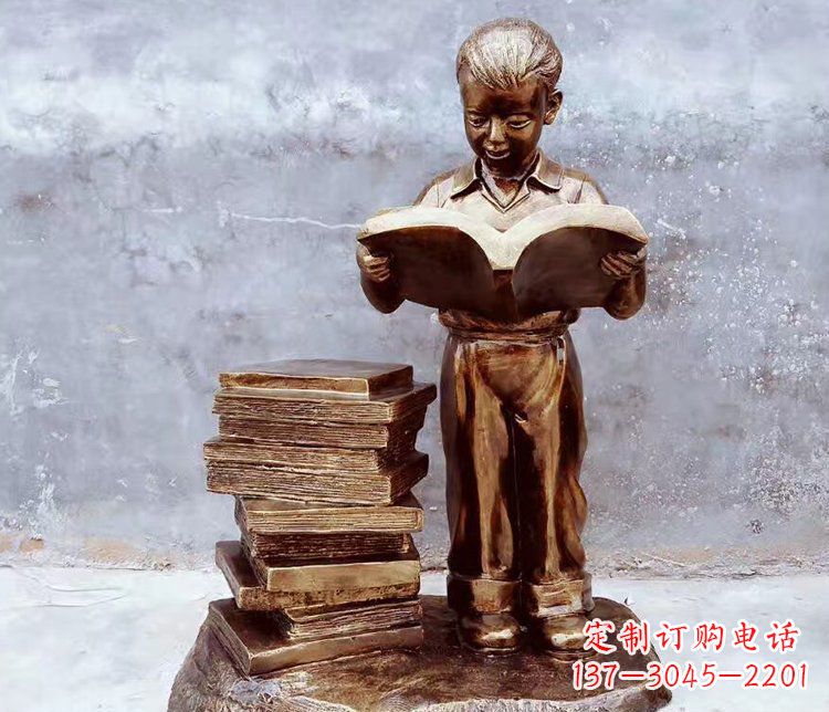 威海玻璃钢仿铜小孩雕塑
