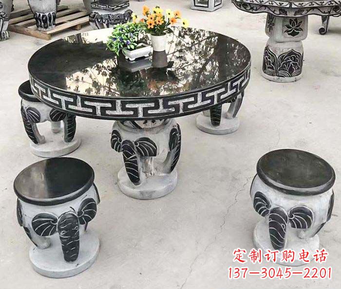 威海公园景观圆形石桌凳