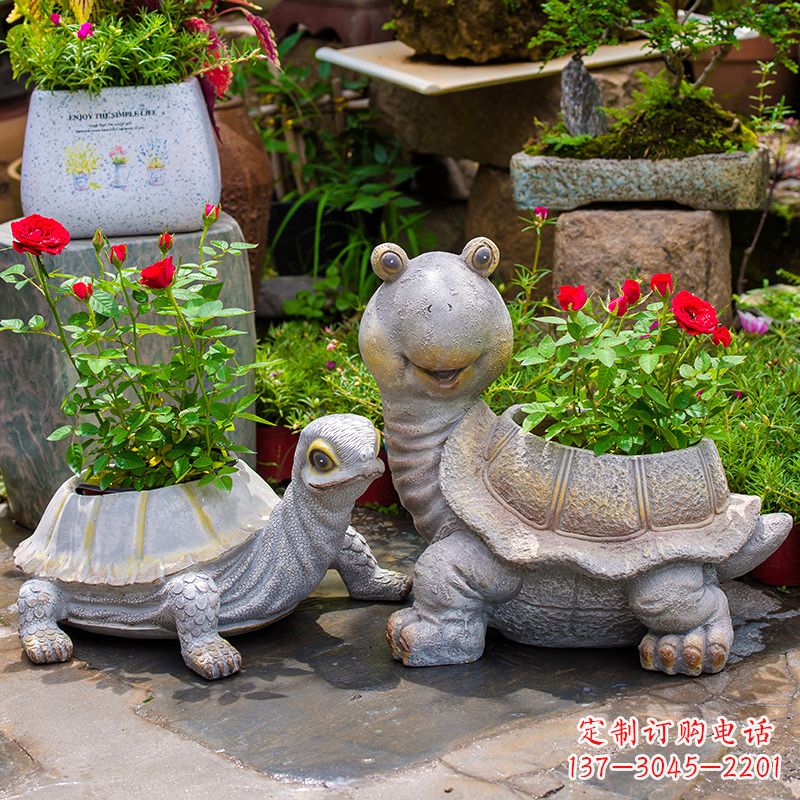 威海铸铁乌龟花盆雕塑
