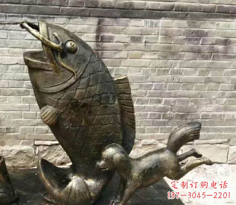 威海优雅艺术的鲤鱼铜雕