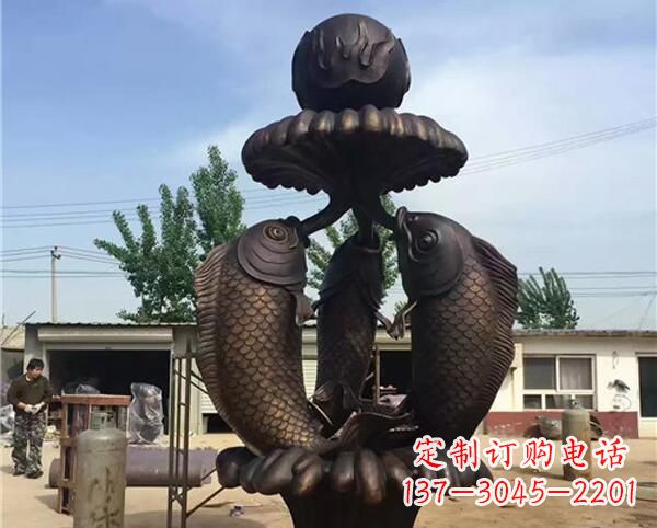 威海中领雕塑出品传统意象·鲤鱼铜雕