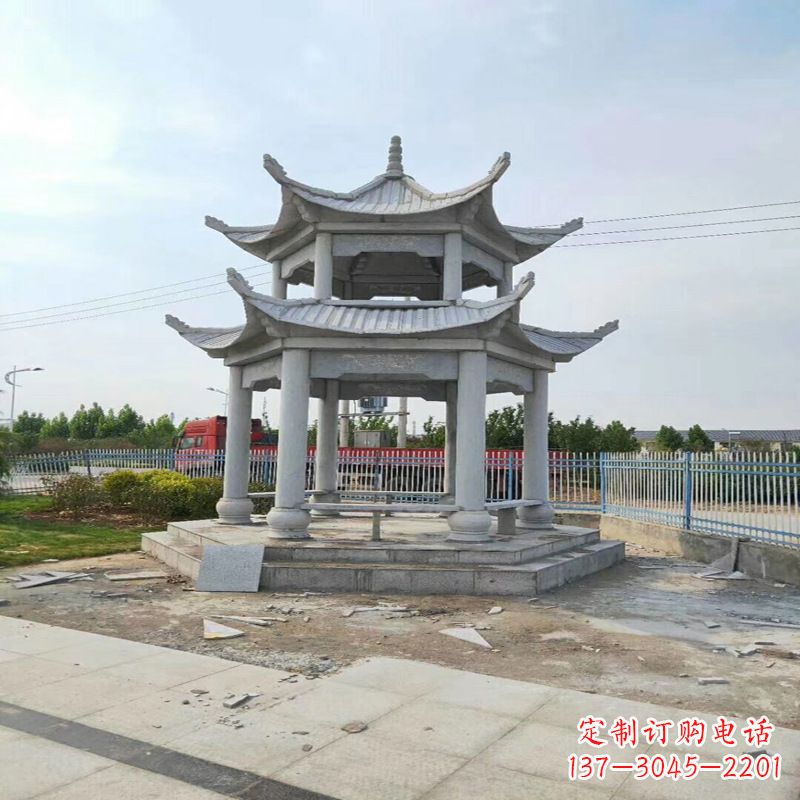 威海中领雕塑-精美双层凉亭石雕