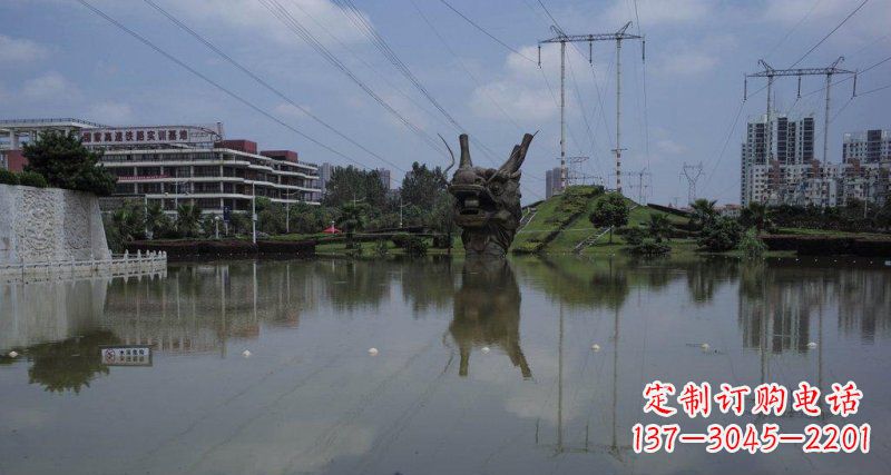 威海公园龙头景观铜雕