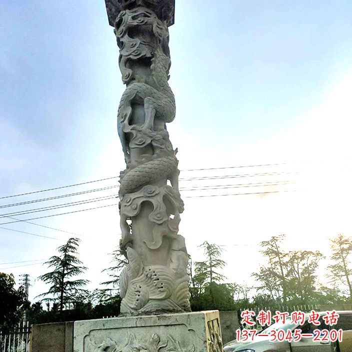 威海精致的公园龙柱石雕