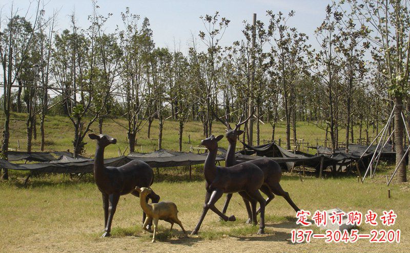 威海优雅雕塑-梅花鹿铜雕