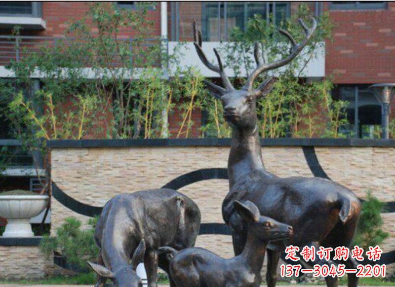 威海古雅优雅的梅花鹿铜雕
