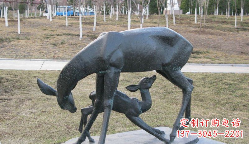 威海高档铜雕动物母子鹿