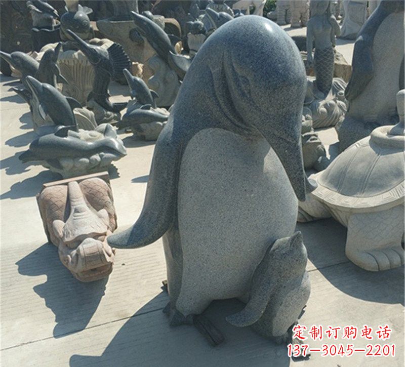 威海爱永恒之石雕——公园母子企鹅石雕