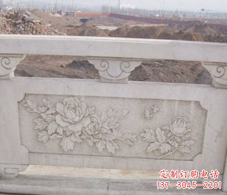 威海牡丹花浮雕石栏板景观雕塑