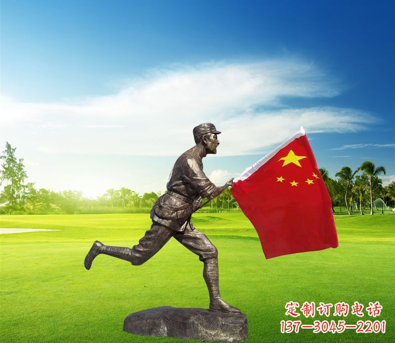 威海精美国旗铜雕