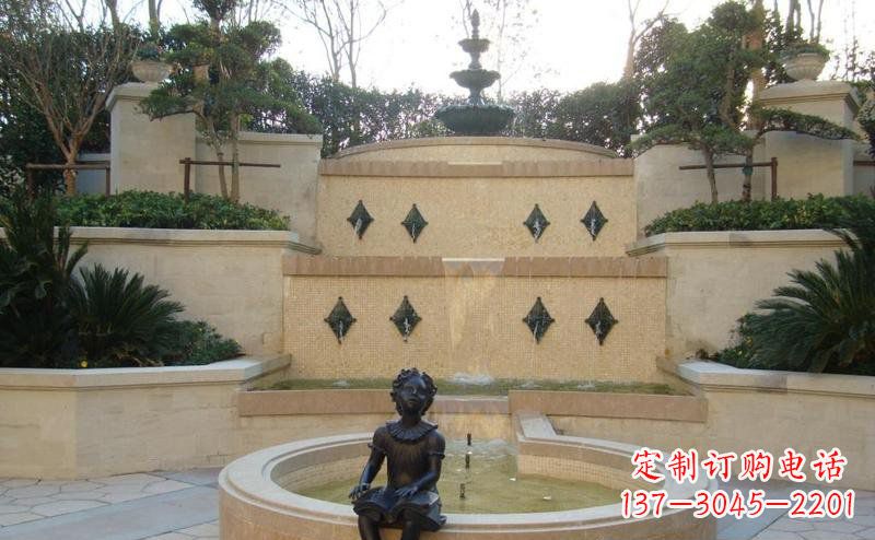 威海西方风尚小女孩铜雕