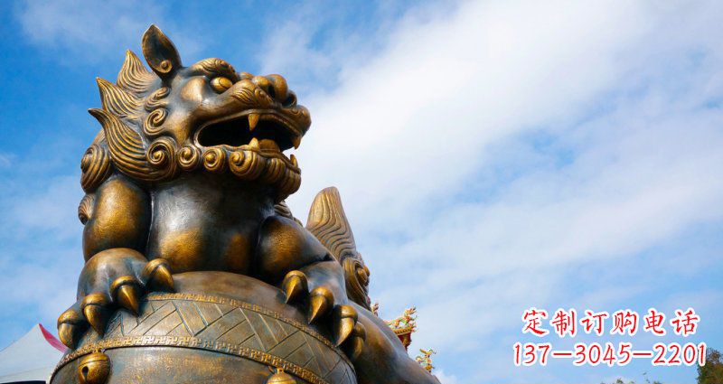 威海大型铜雕狮子景观装置