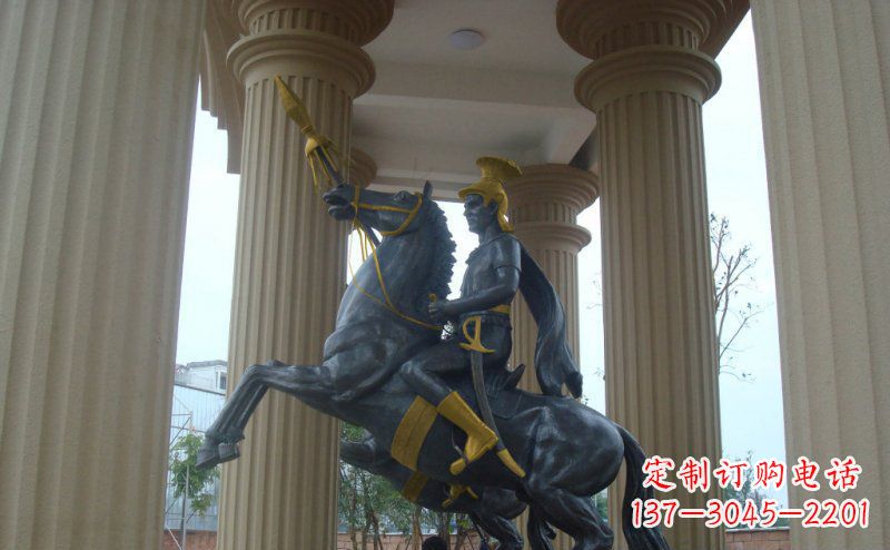 威海公园骑马的罗马士兵人物铜雕