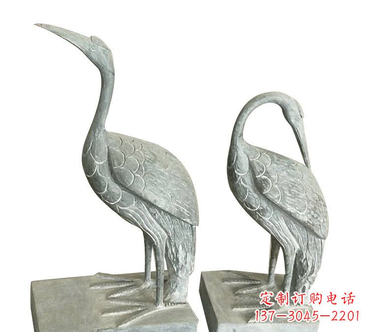 威海完美纯手工雕刻青石仿古丹顶鹤石雕