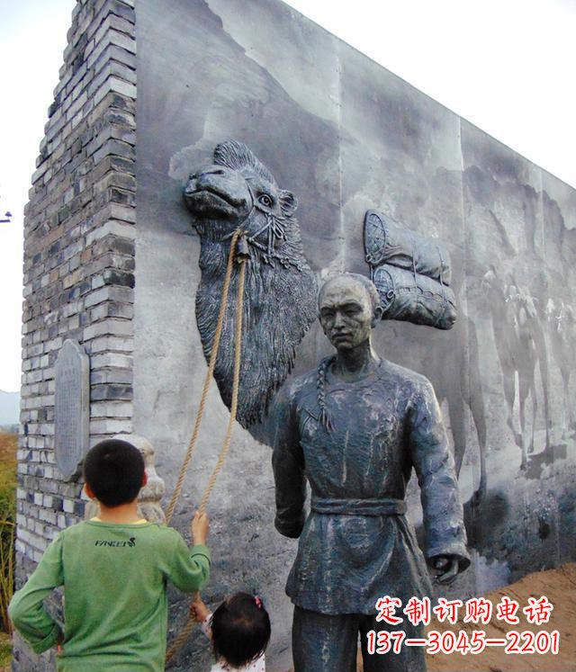 威海清朝人物骆驼雕塑