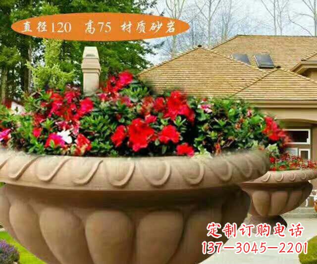 威海高端砂岩花盆雕塑