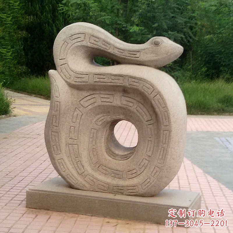 威海砂岩动物蛇雕塑
