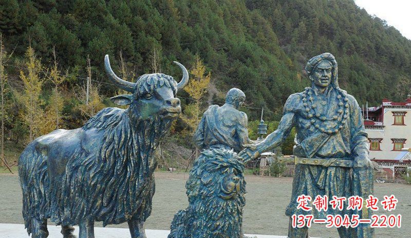 威海中领雕塑定制牦牛景观铜雕