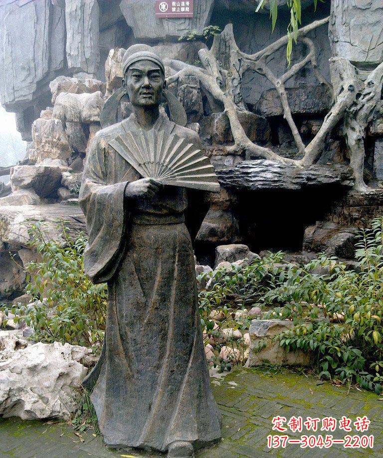 威海公园诗人杜甫古代人物铜雕
