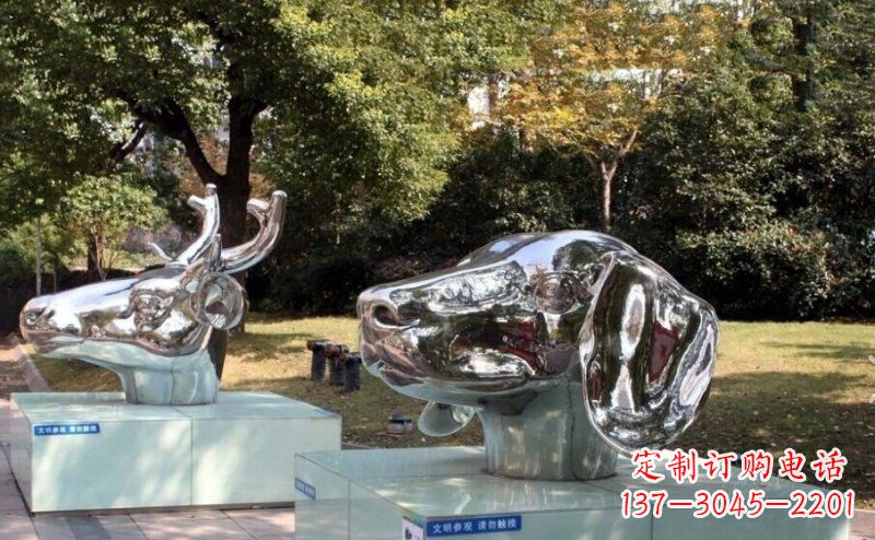 威海不锈钢十二生肖头像雕塑