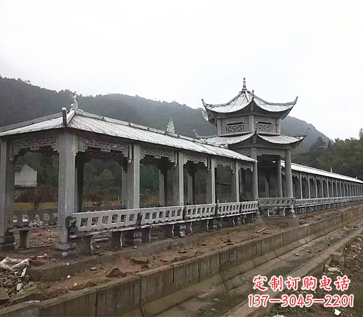 威海中领雕塑定制精美的公园石雕亭子长廊