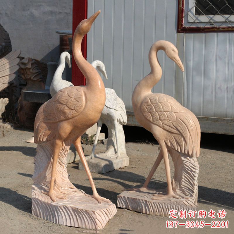 威海精美雕刻仙鹤景观石雕