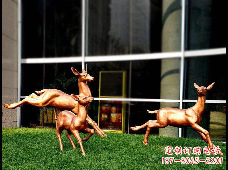 威海精美青铜动物雕塑——小鹿奔跑