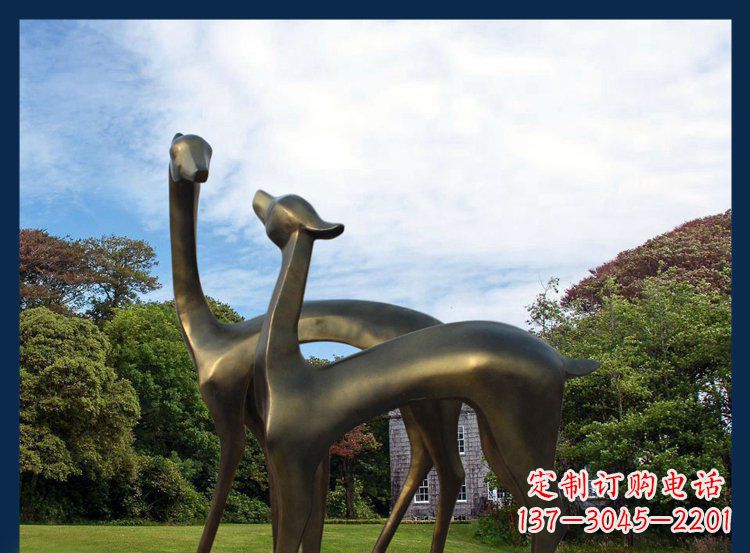威海 优雅铜鹿风格雕塑