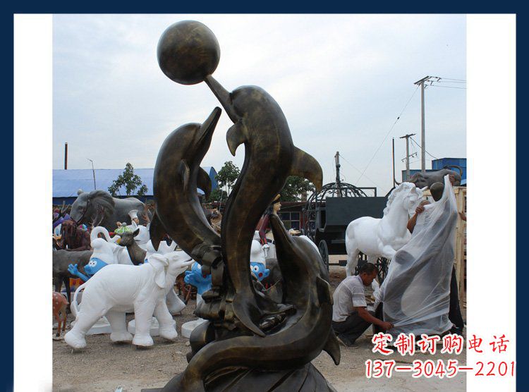 威海铜质海豚造型雕塑