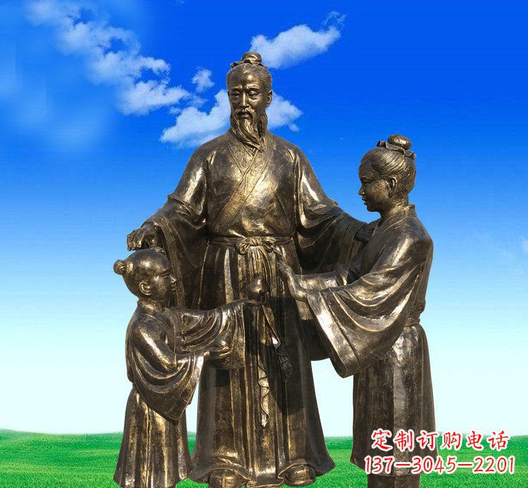 威海铜雕艺术精美人物雕塑——孔融让梨