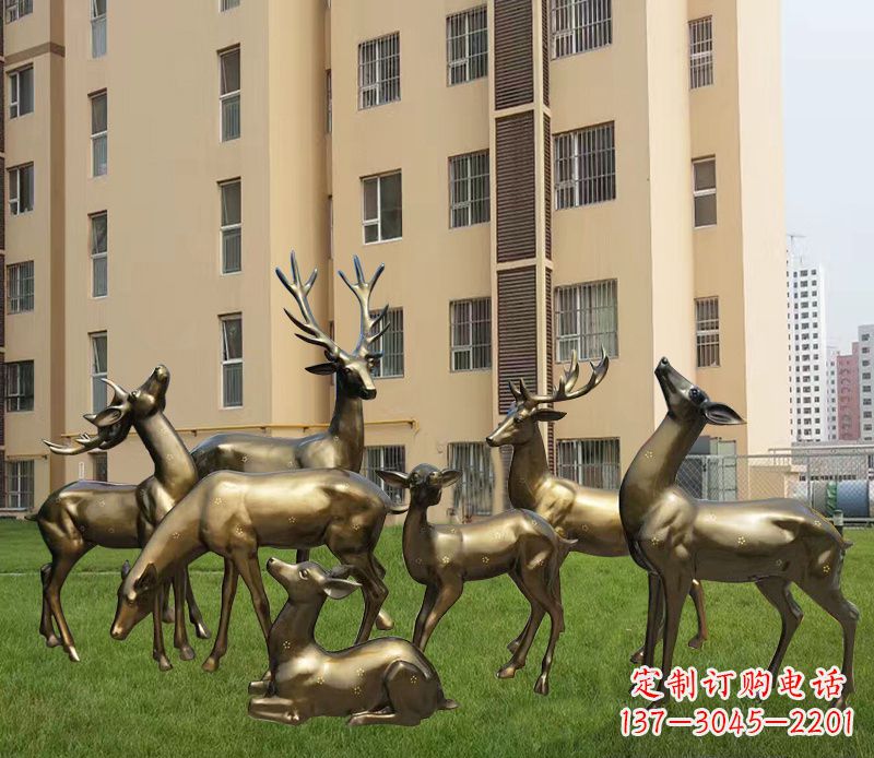 威海高贵典雅的梅花鹿铜雕
